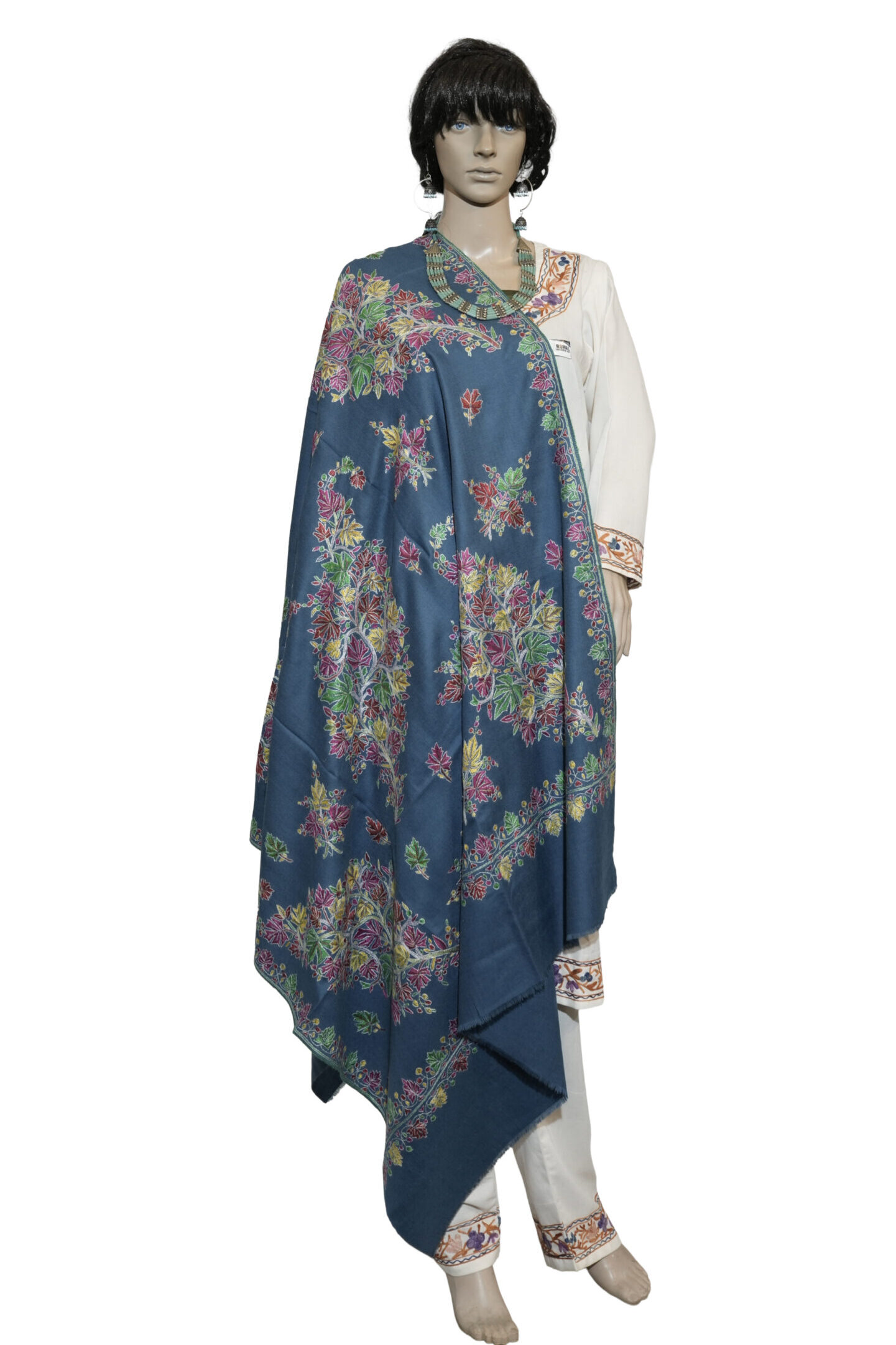 Handcrafted Pashmina Needlework Jama Shawl – Traditional Kashmiri Design