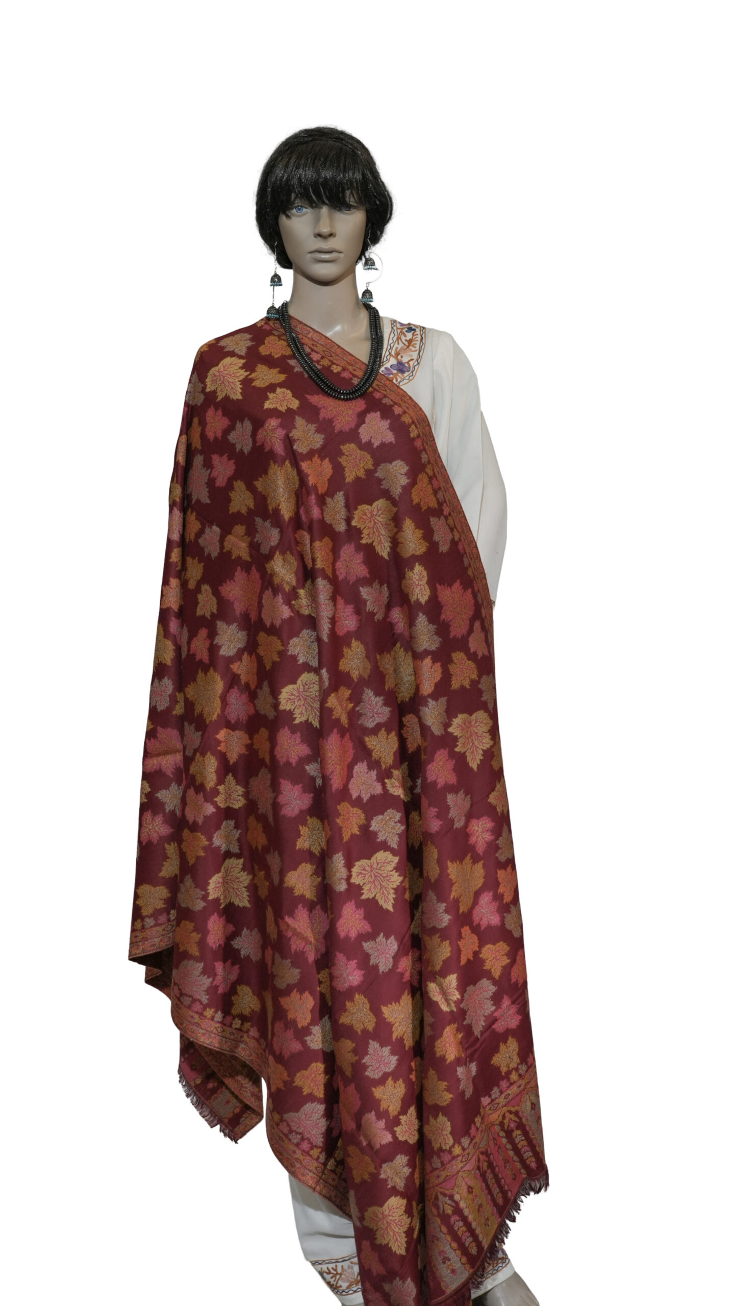 Sheep Wool Kani Weave Shawl – Traditional Chinar Leaf Design
