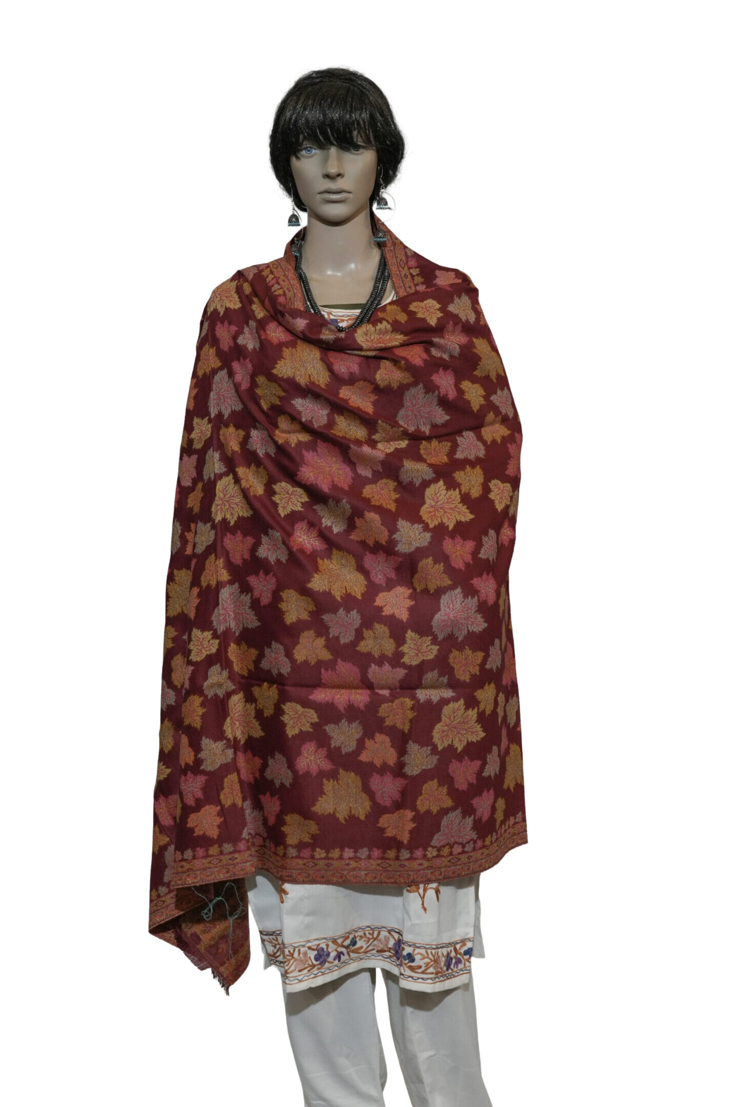 Sheep Wool Kani Weave Shawl – Traditional Chinar Leaf Design