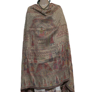 Silk Pashmina Kani Shawl with Mughal Design