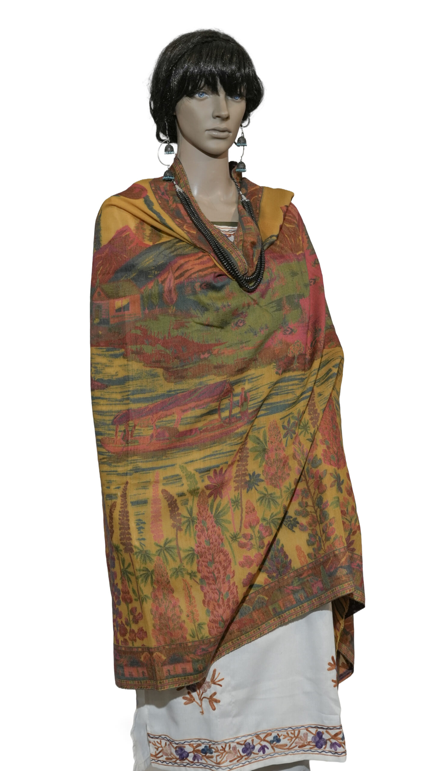 Pure Pashmina Kani Weave Shawl – Tulip Garden & Hariparbat Design