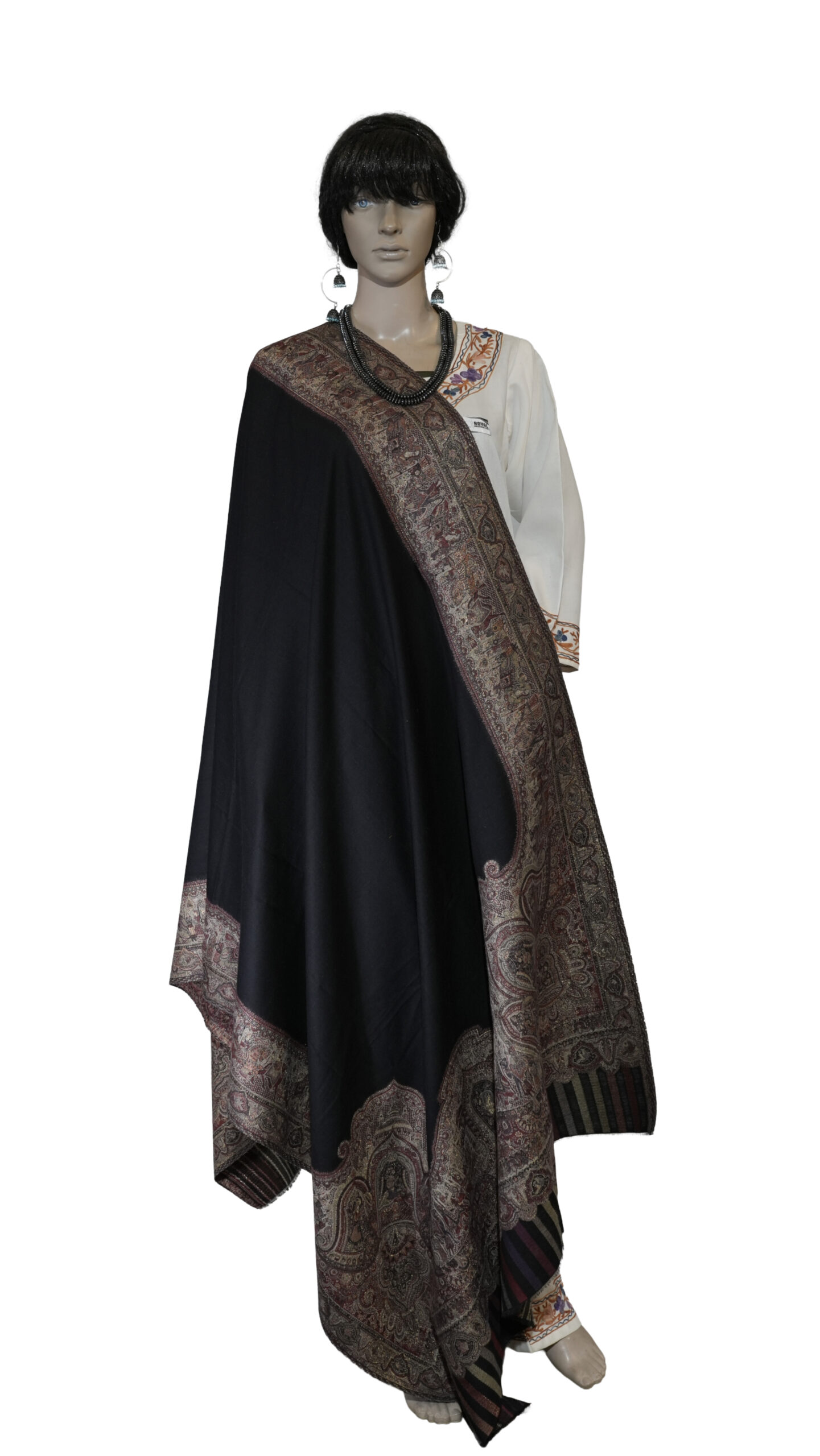Luxury Pashmina Kani Shawl with Elegant Zari Border