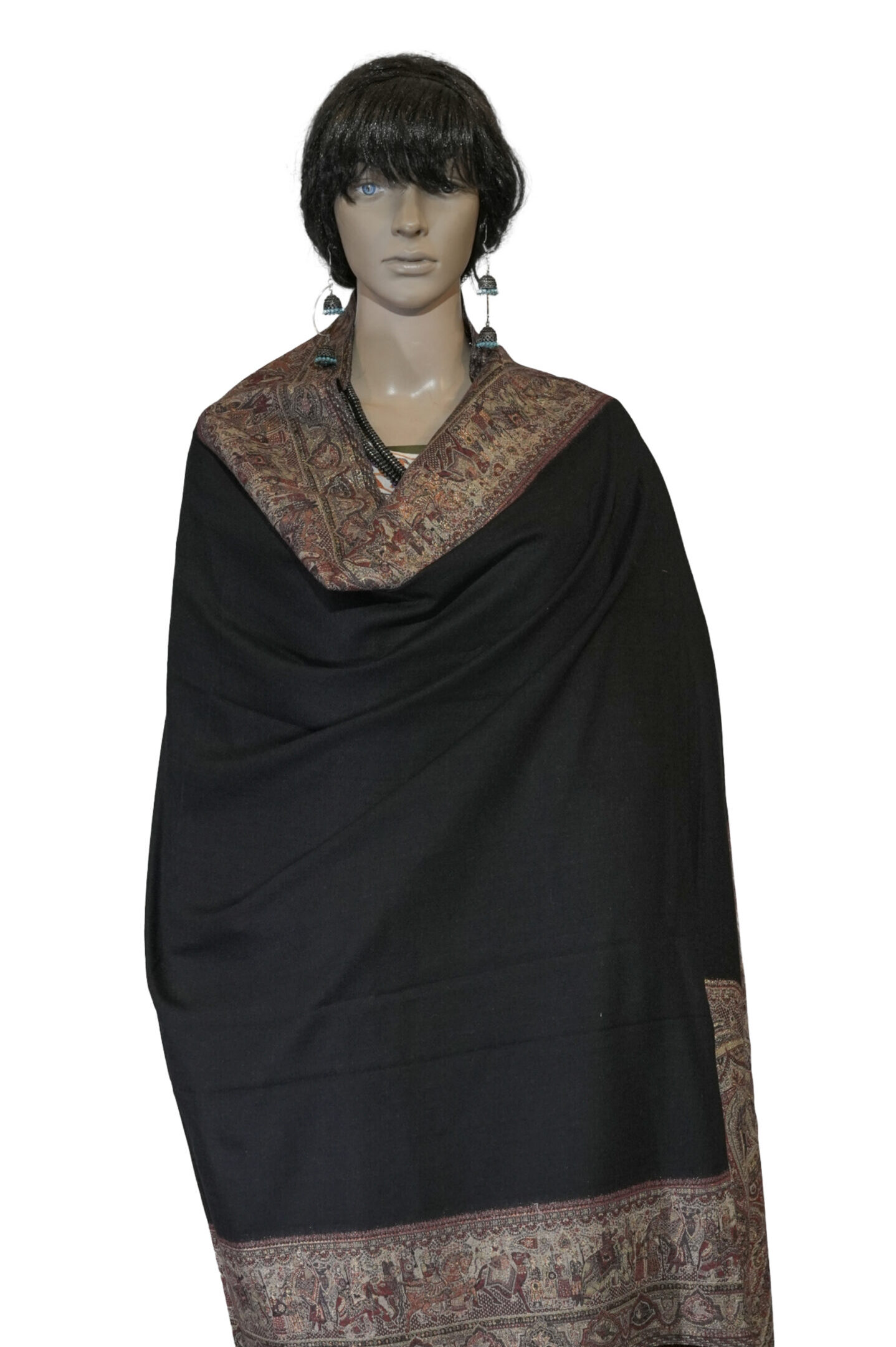 Luxury Pashmina Kani Shawl with Elegant Zari Border