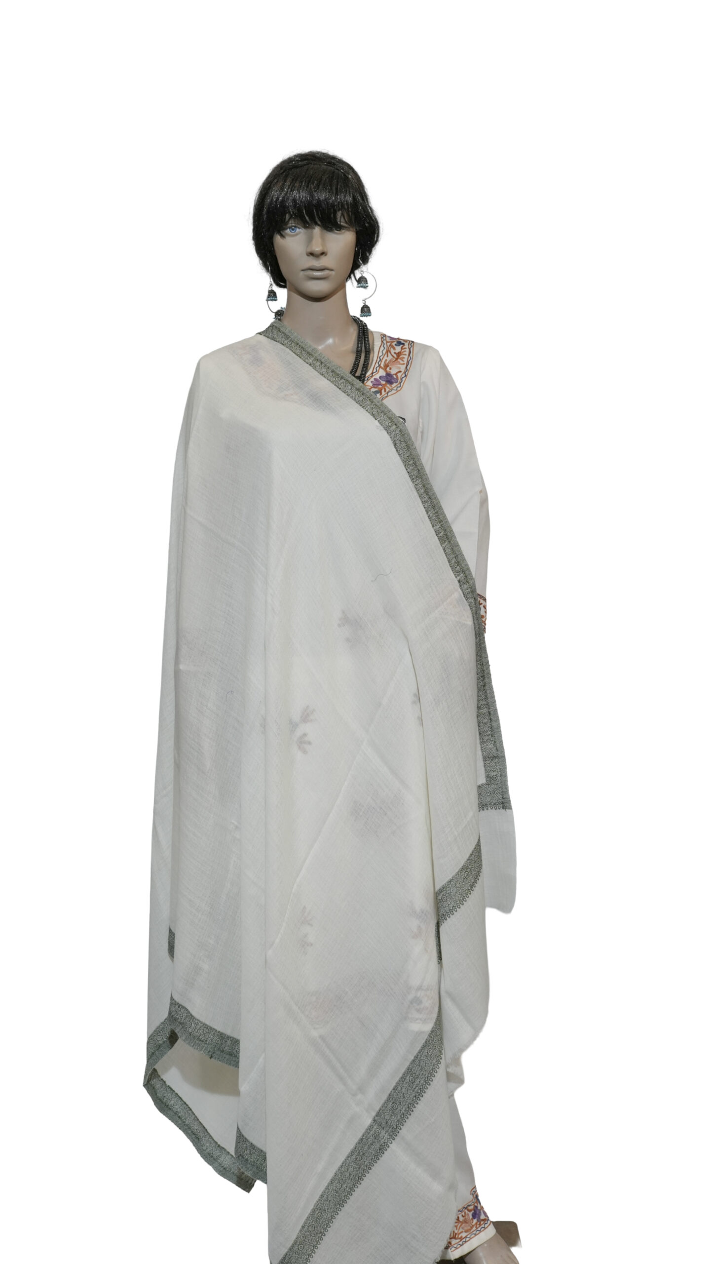 Handwoven Pashmina Shawl with Elegant Border Weave – Plain Design