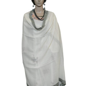 Handwoven Pashmina Shawl with Elegant Border Weave – Plain Design