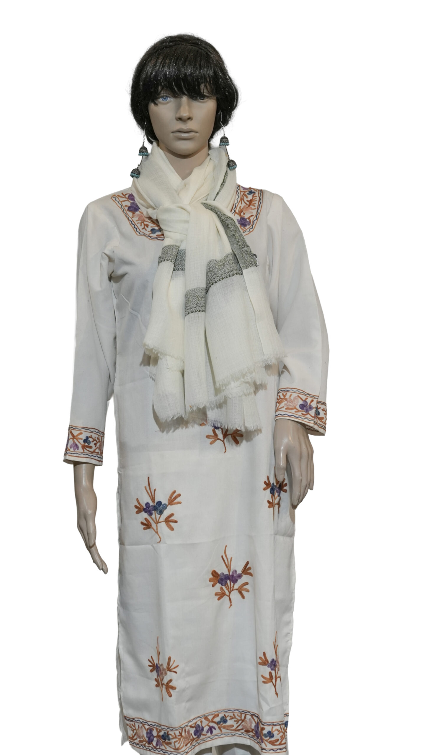 Handwoven Pashmina Shawl with Elegant Border Weave – Plain Design