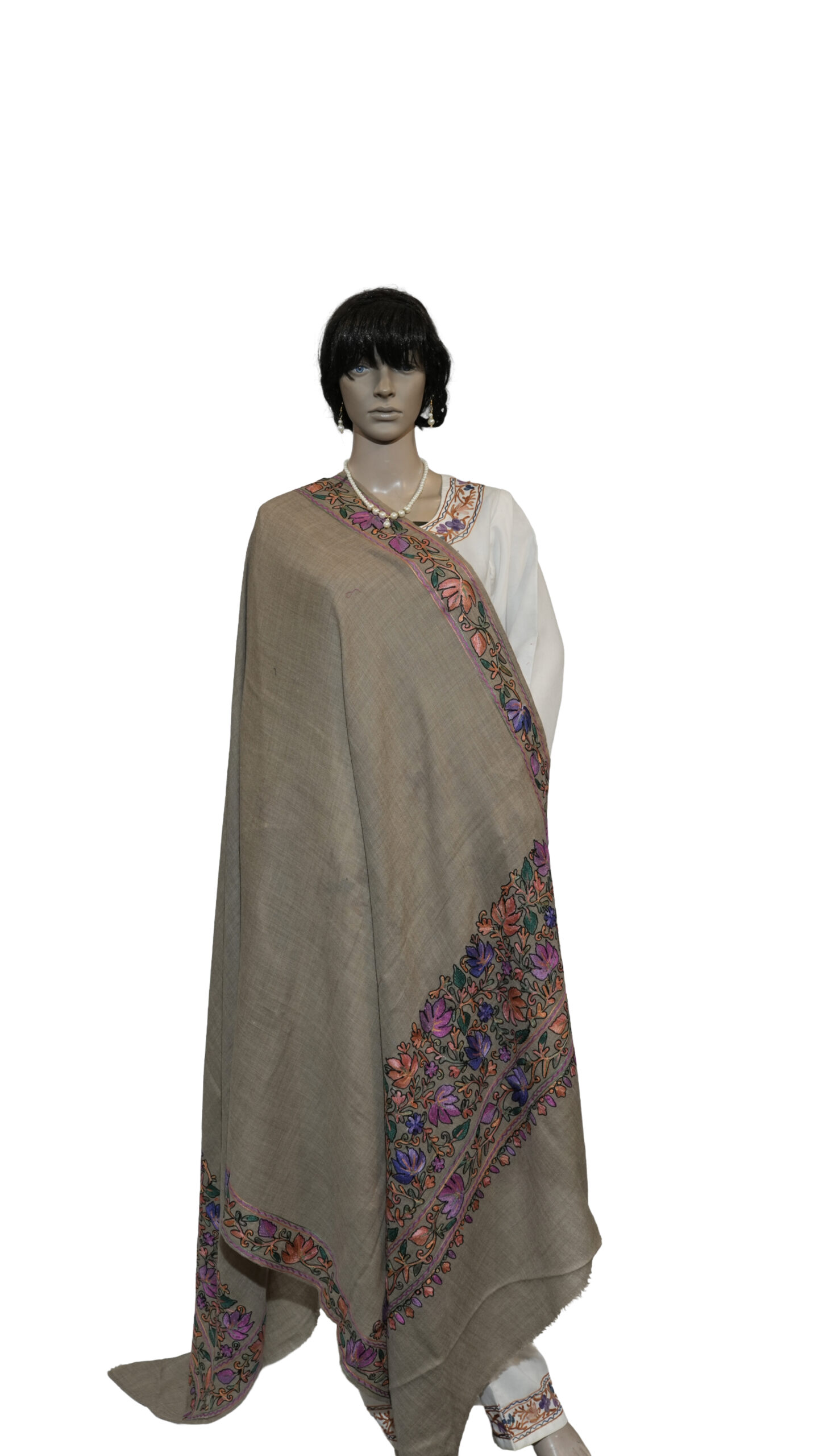 Premium Pashmina Shawl with Handcrafted Ari Work Border – Oversized/Big Size