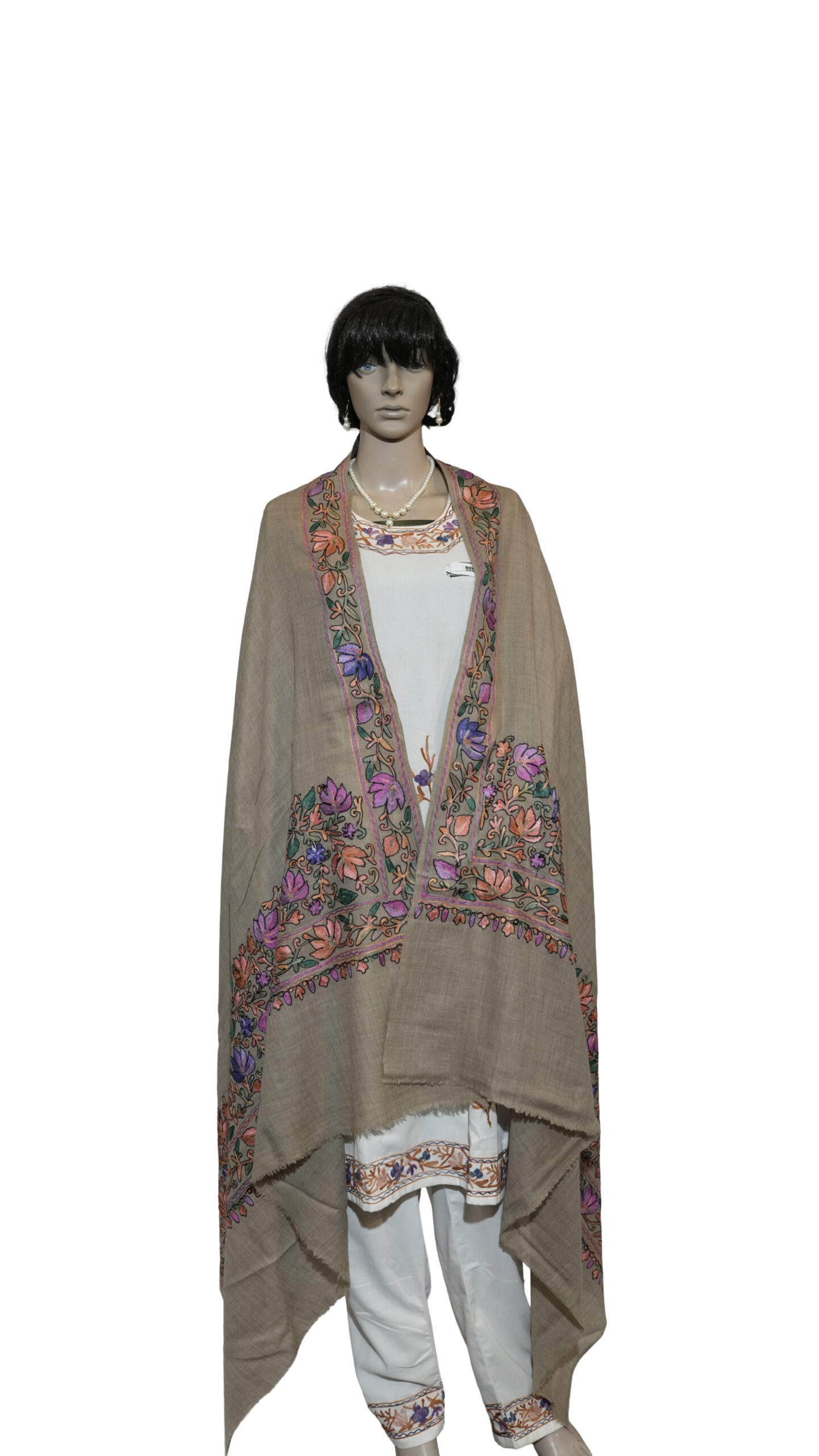 Premium Pashmina Shawl with Handcrafted Ari Work Border – Oversized/Big Size