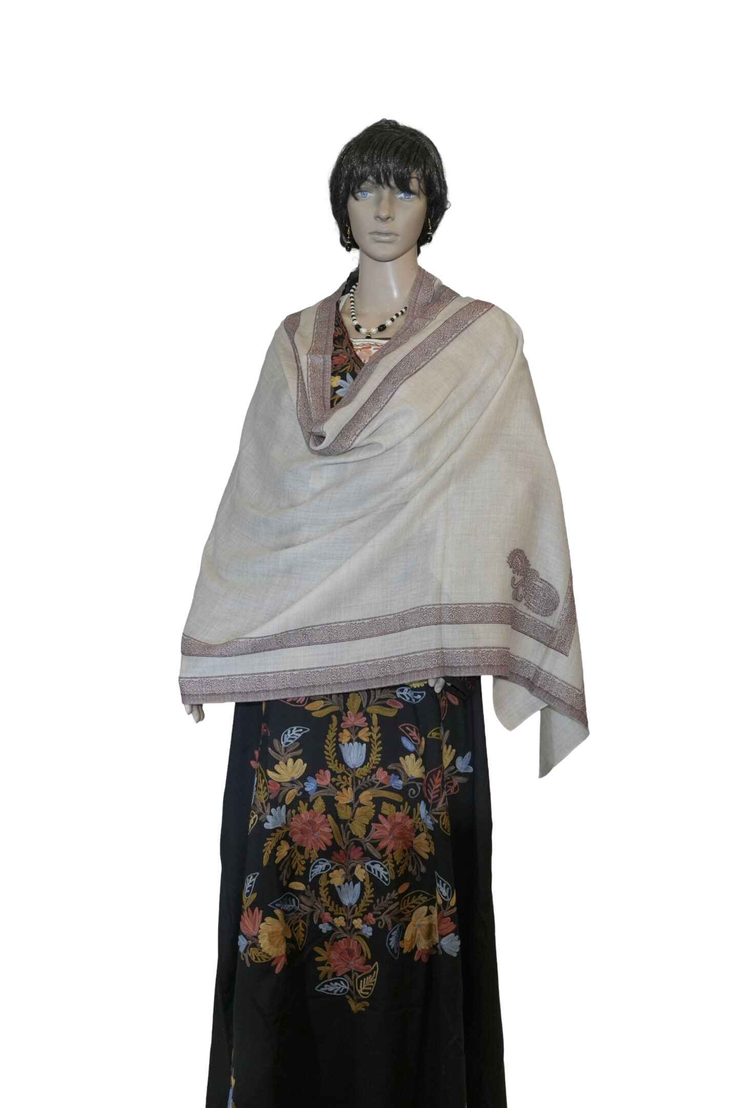 Handwoven Pashmina Stole with Border Weaving