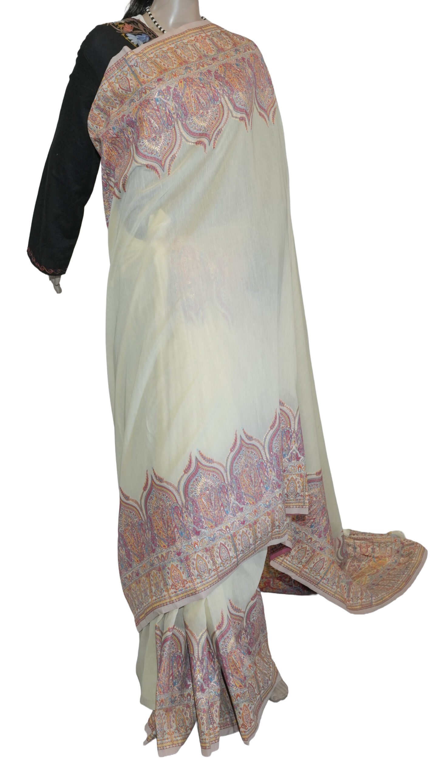 Elegant Mulberry Silk Saree with Intricate Kani Work Border