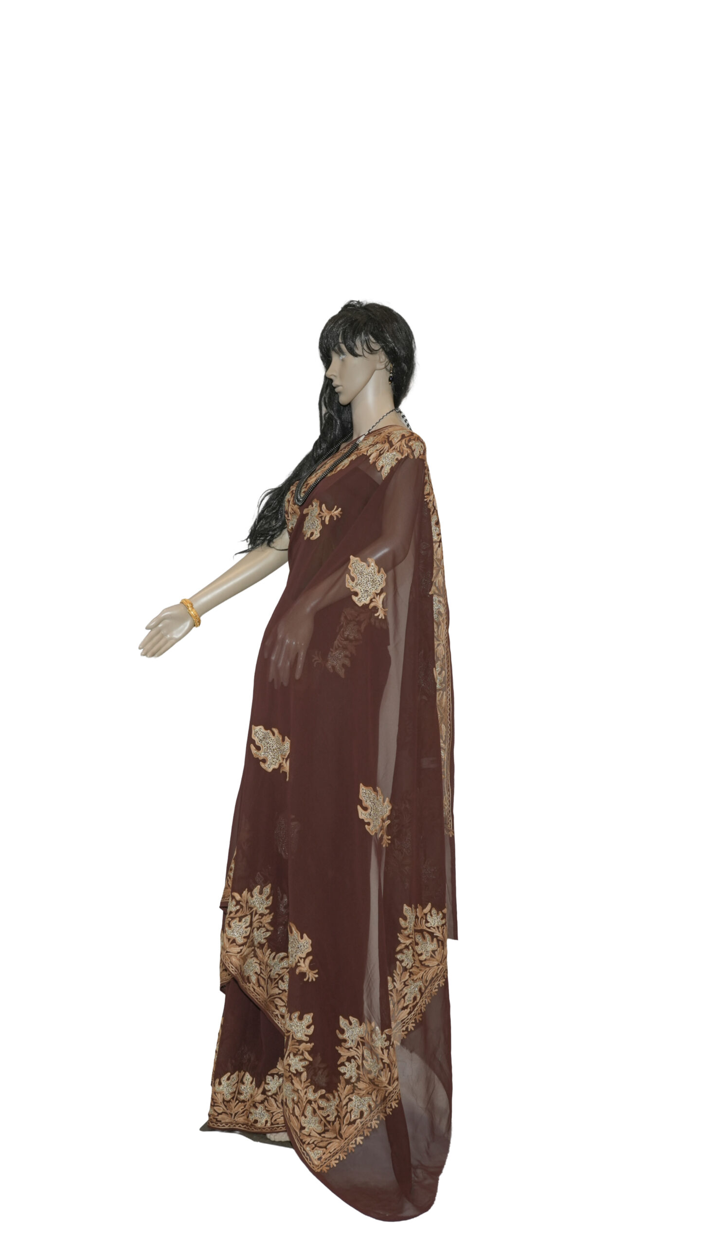 Elegant georgette Saree – Ari Chinar Embroidery with Tila Detailing